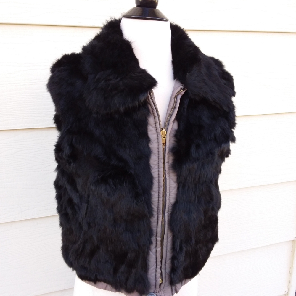 Vintage Rabbit Fir Fur Reversible Vest